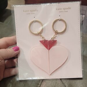 kate spade Pink and Red Double Heart Keychain Set